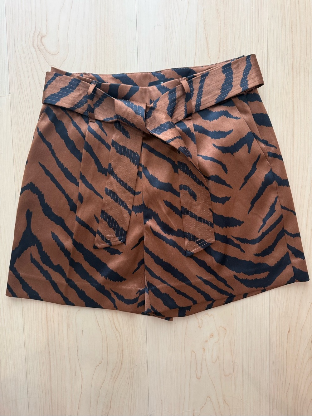 NWT: White House Black Market Brown and Black Tiger-Print High-Waist Shorts